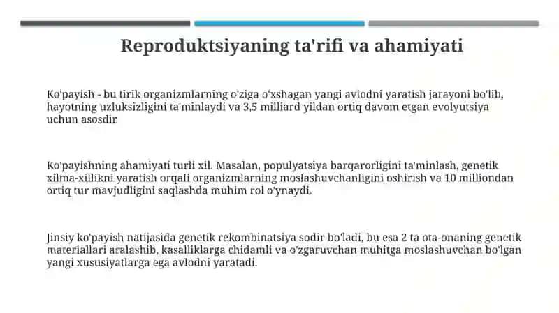 Reproduksiyaning ahamiyati 3