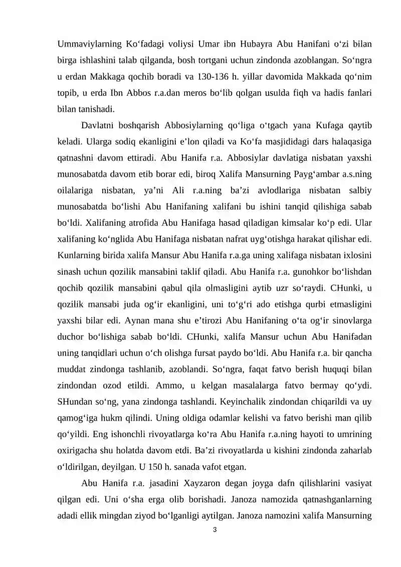Markaziy Osiyo tarixida Hanafiya mazxabining o`rni 3