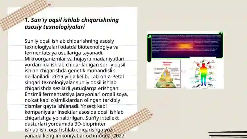 Sun'iy oqsil ozuqa moddalarining ishlab chiqarilishi va kelgusidagi imkonyatlar 3
