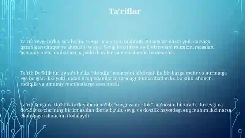 Sevgi Va DoʻStlik 3