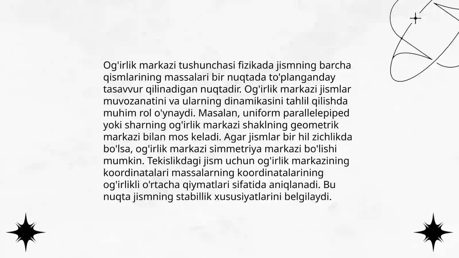 Og'irlik markazi tushunchasi 3