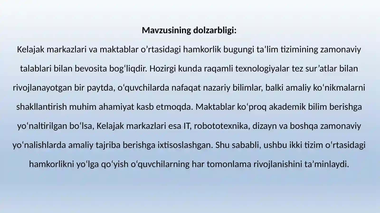 Kelajak markazlari va maktablar o'rtasidagi hamkorlik 3