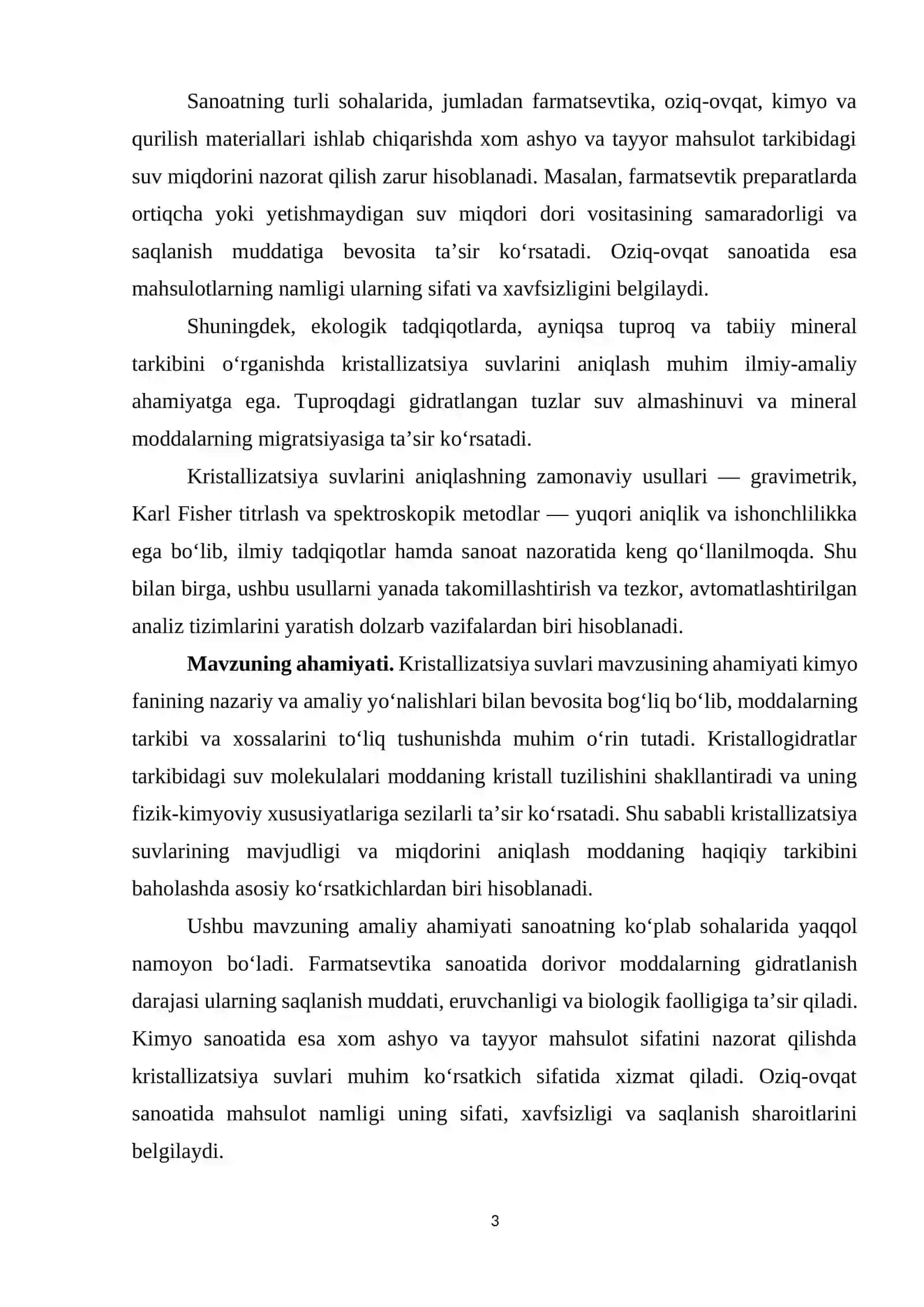 Moddalar tarkibidagi kristalizatsiya suvlarini topish usullari 3
