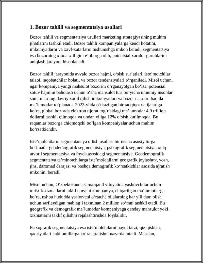 MARKETING TAHLILI. INVESTITSION TAHLIL. FUNKSIONAL-QIYMAT TAHLILI 3