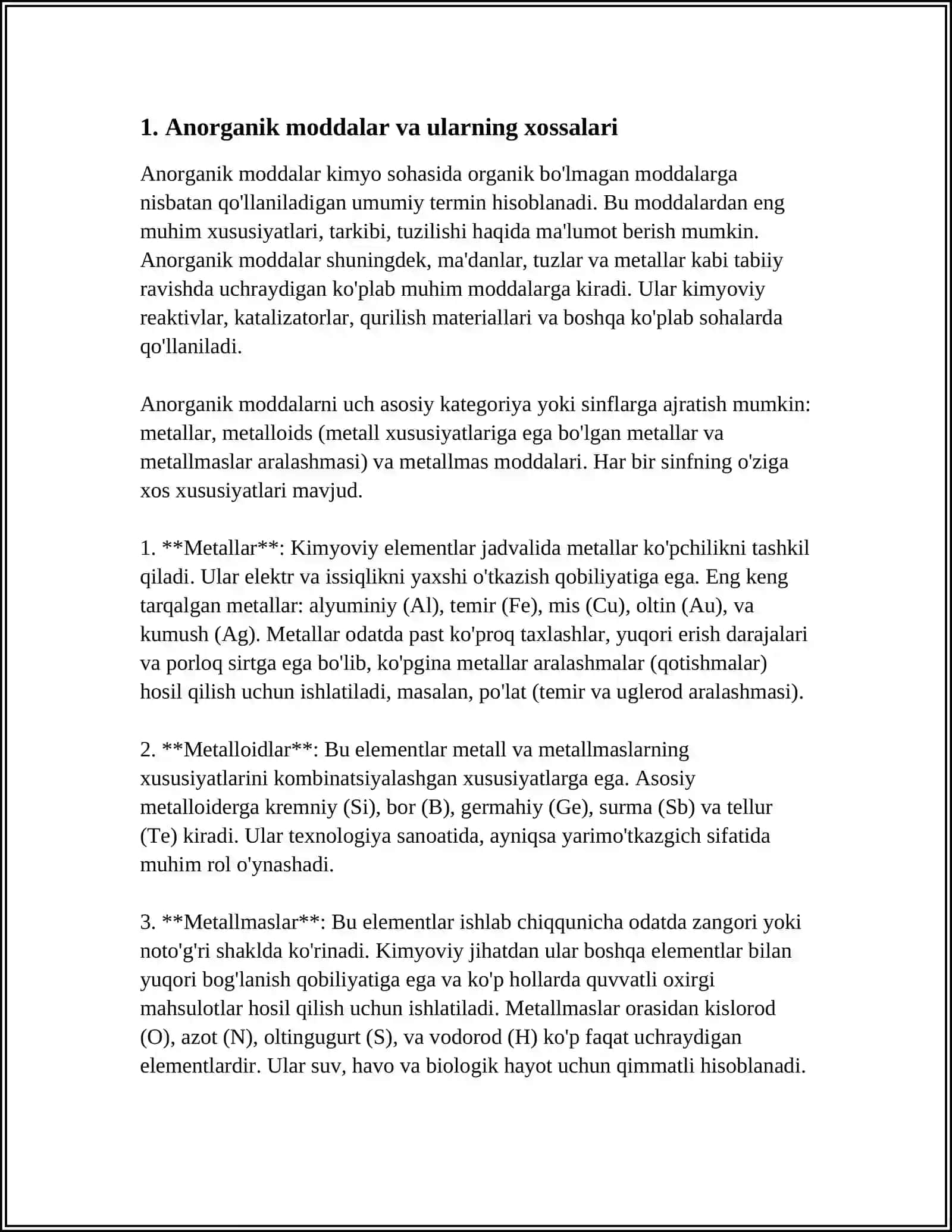 ANORGANIK MODDALARNING ENG MUSIC SINFLARI 3