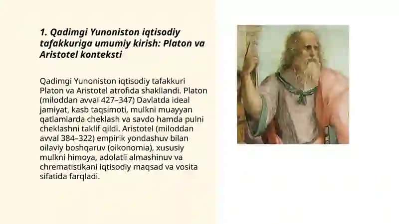 Qadimgi Yunoniston iqtisodiy tafakkuri: Platon va Aristotel qarashlari 3