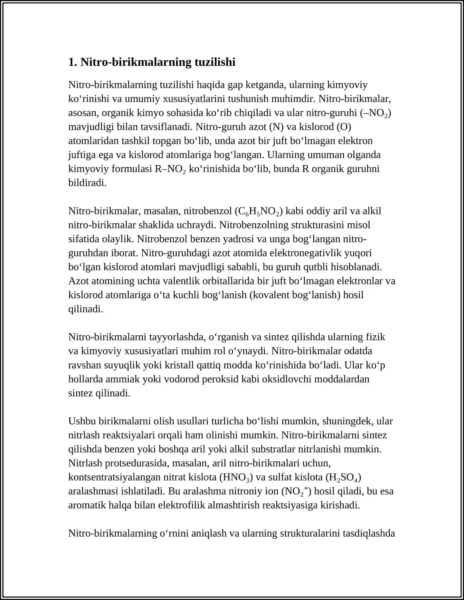 NITRO-,AMINO- VA SULFOBIRIKMALAR.BIRIKMALARNING TAUTOMETRYASI VA REAKSIYALARI 3