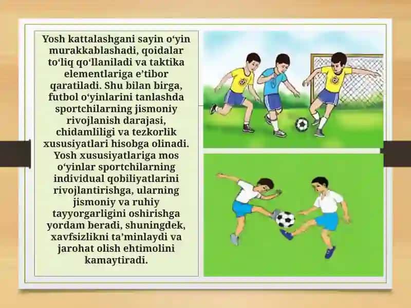 Yosh xususiyatlariga mos futbolga oid harakatli o‘yinlarni tanlash va o‘tkazish metodikasijis 3