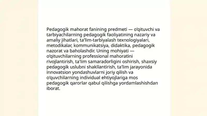 Pedagogik mahorat fanining predmeti maqsadi va vazifalari 3