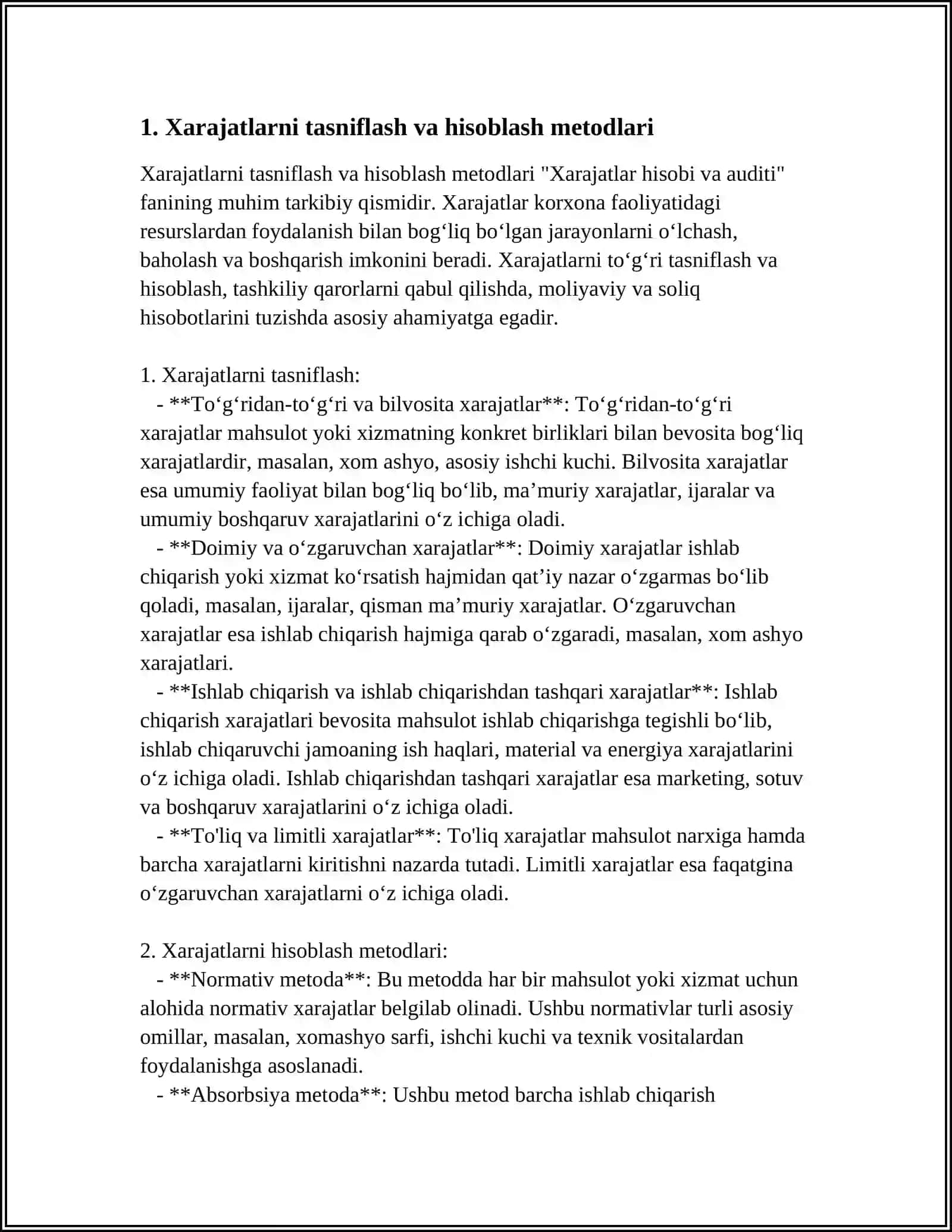 Xarajatlar hisobi va auditi 3
