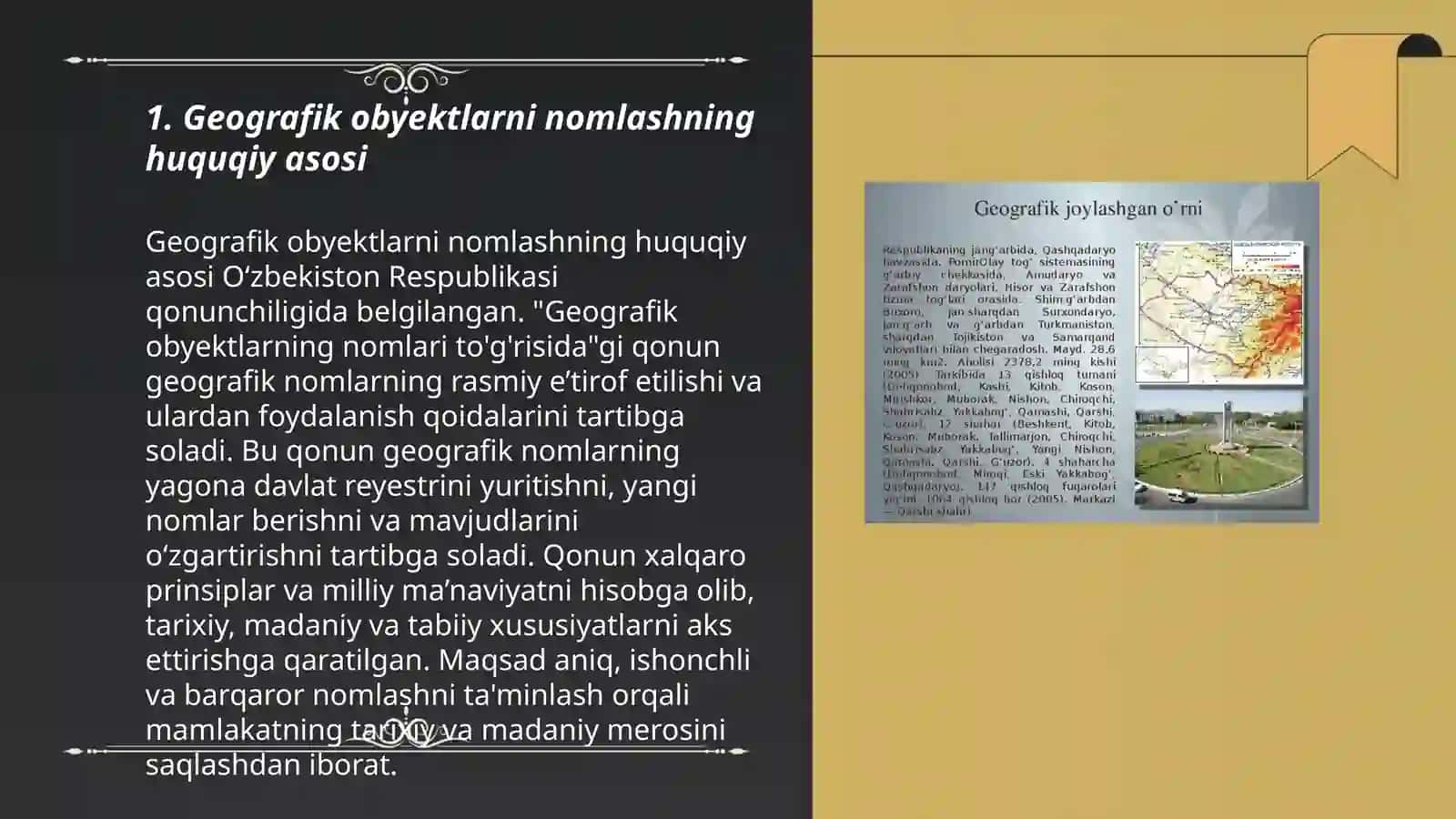 Geografik obyektlarni nomlashga oid huquqiy-me'yoriy hujjatlar va ularni amaliyotga qo'llash 3