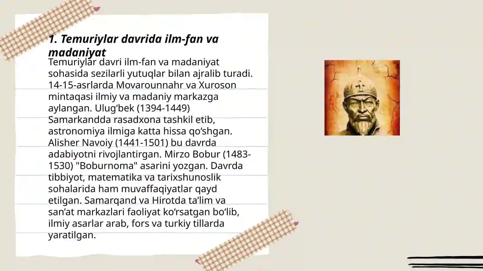 Temuriylar davrida ma'naviy-ma'rifiy yuksalish 3