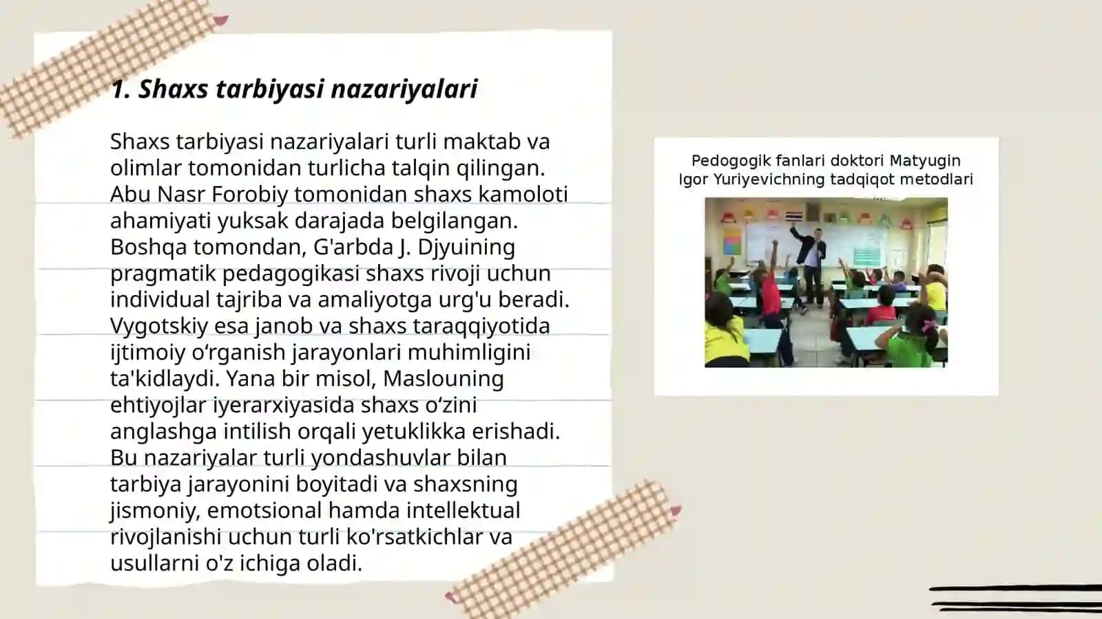 Pedagogika shaxs tarbiyasi va rivojlanish toʻgʻrisidagi fan, ilmiy - pedogogik tadqiqotlar metodologiyasi va metodlari 3
