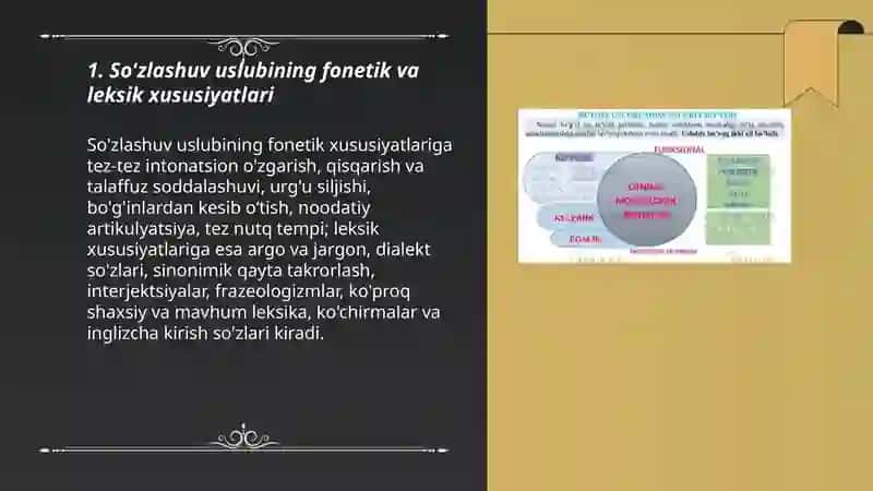 So'zlashuv, publitsistik, rasmiy uslublarning uslubiy xususiyatlari. Matn ustida ishlash, ommabop maqola tayyorlash. 3
