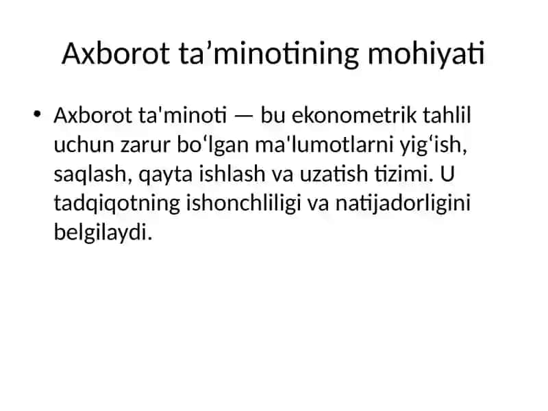 Ekonometrik tadqiqotlarning axborot ta'minoti 3