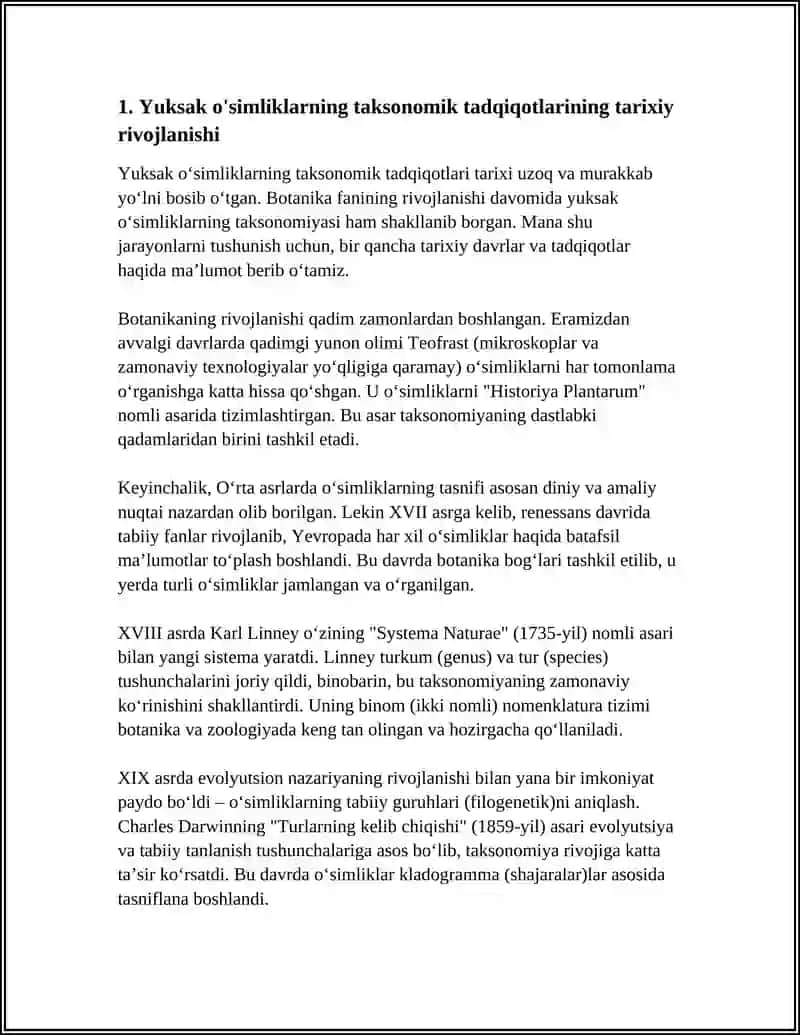 YUKSAK O'SIMLIKLARNING TAKSONOMIK TARIXI 3
