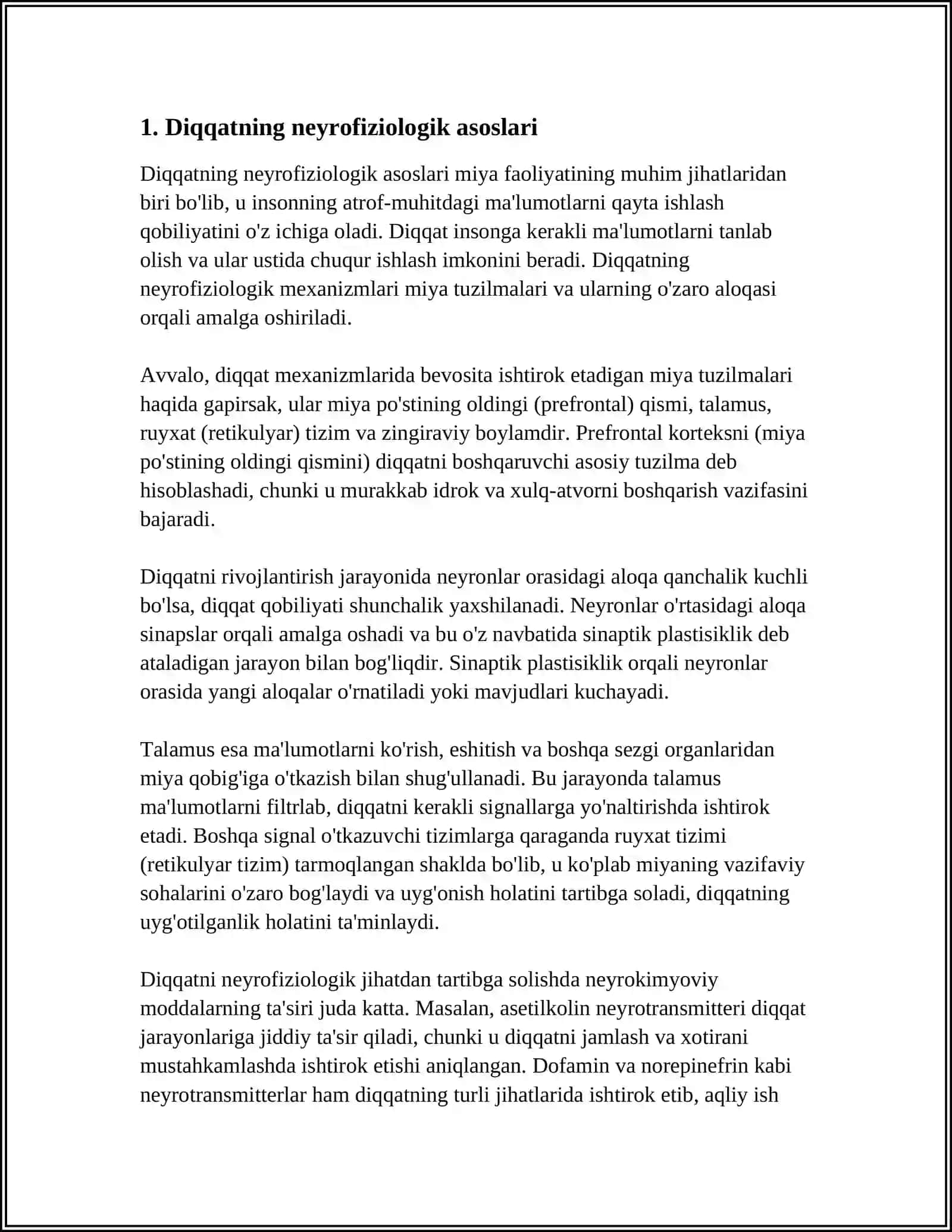 DIQQATNING NEYROFIZIOLOGIK XUSUSIYATLARI VA ONTOGENEZDA O'ZGARISHI 3