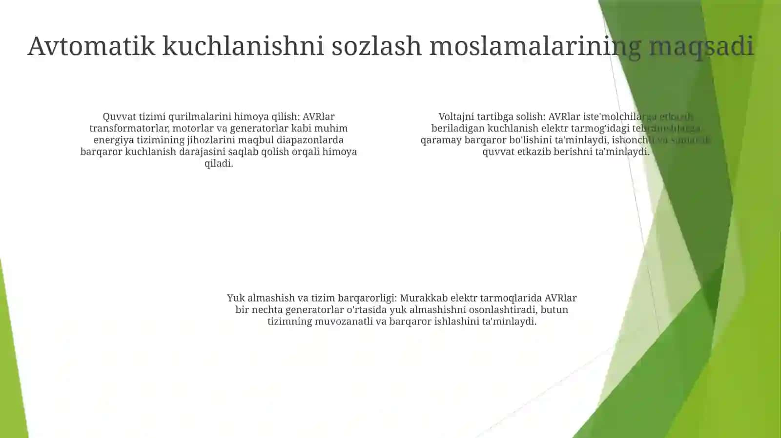 Kuchlanishni Avtomatik Rostlash Jixozi Qurulmasi Ximoyasi 3