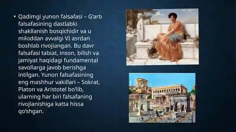 Qadimgi falsafasi - Yunon falsafasi (Sokrat, Platon, Aristotel) 3