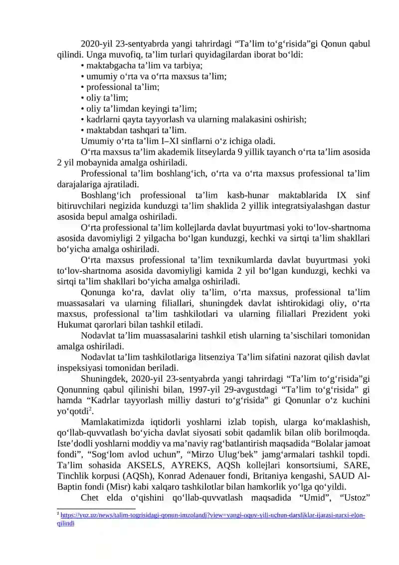 O‘zbekiston Respublikasida ta’lim sohasida amalga oshirilgan islohotlar 3