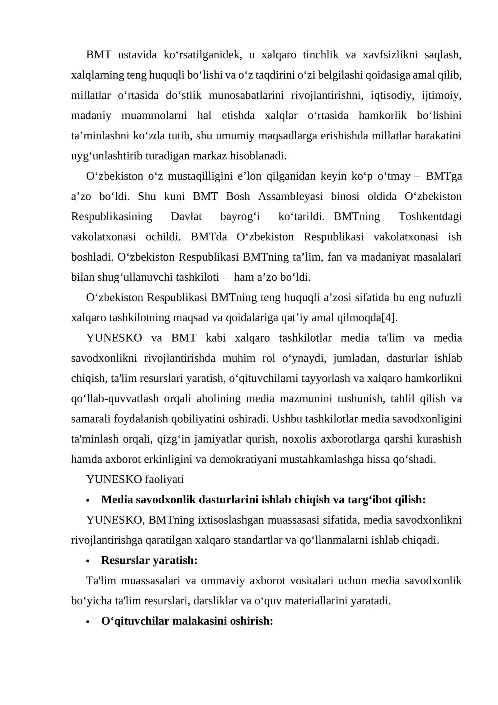 Axborotlashgan jamiyat taraqqiyoti. BMT va YUNESCOning media savodxonlik va axborot madaniyatiga munosabati 3