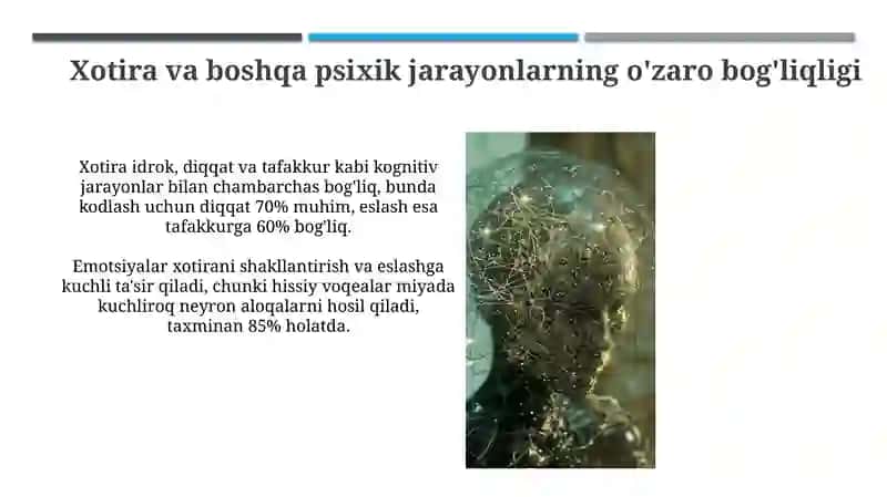 Xotira va boshqa psixik jarayonlarning o'zaro bog'liqligi 3