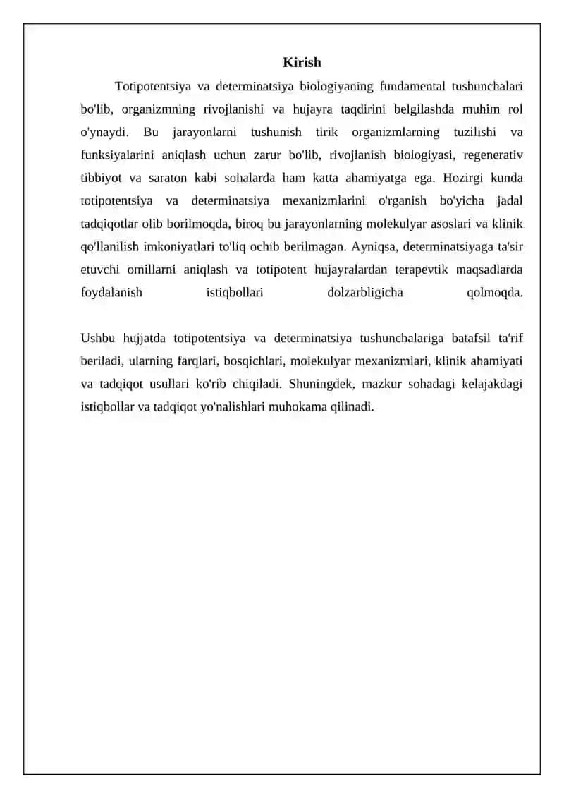 Totipotentlik va Determinatsiya 3