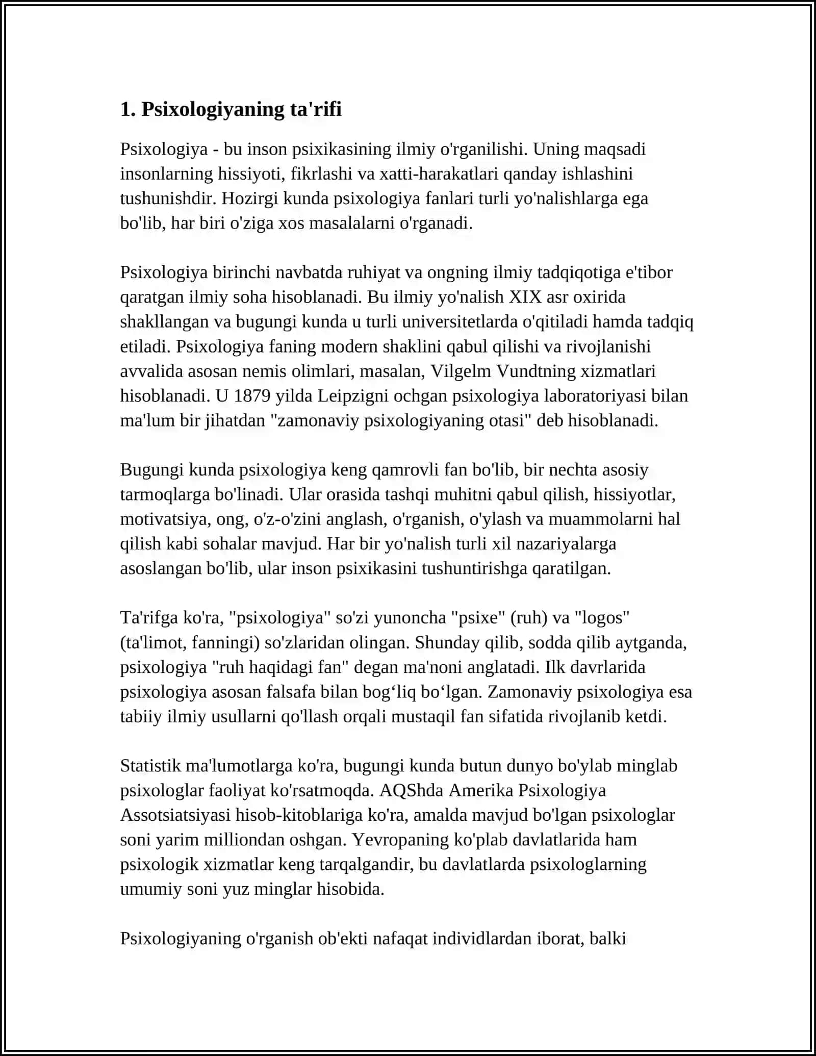 PSIXOLOGIYA FANINING PREDMETI VA UNING TURLARI 3