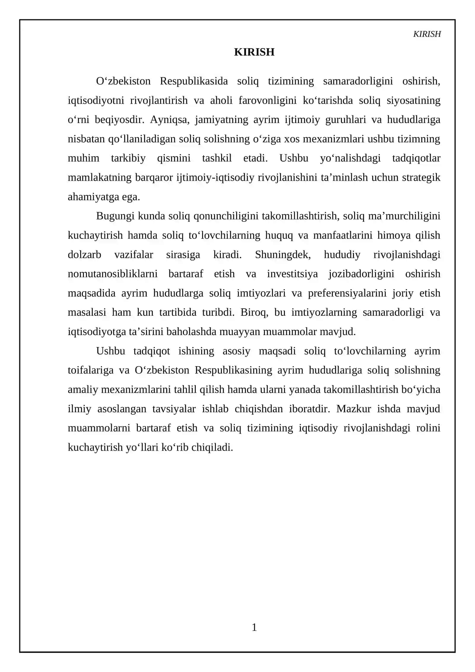 Soliq toʻlovchilarning ayrim toifalariga va Oʻzbekiston Respublikasining ayrim hududlariga soliq solishning oʻziga xos xususiyatlari 3