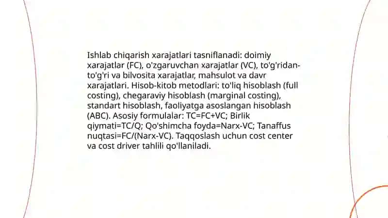 Ishlab chiqarish xarajatlari 3