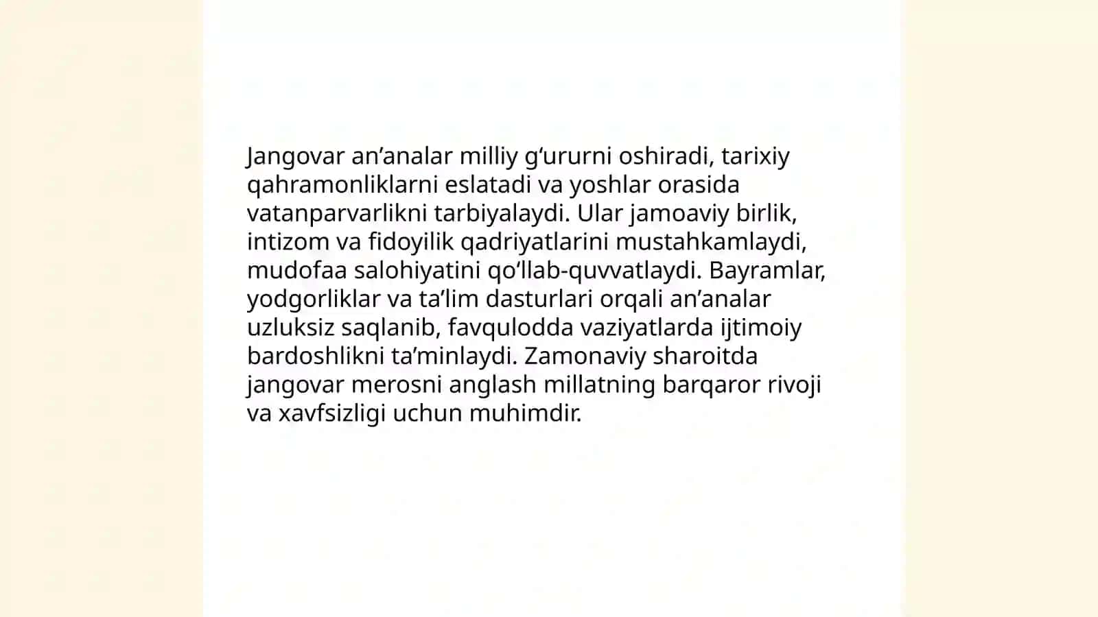 Jangovar va mehnat an'analarining bugungi kundagi ahamiyati 3