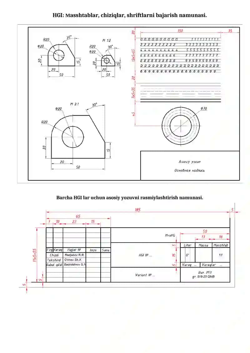 MUHANDISLIK VA KOMPYUTER GRAFIKASI O’QUV KURSIDAN HISOB-GRAFIK ISHLARI TO’PLAMI 3
