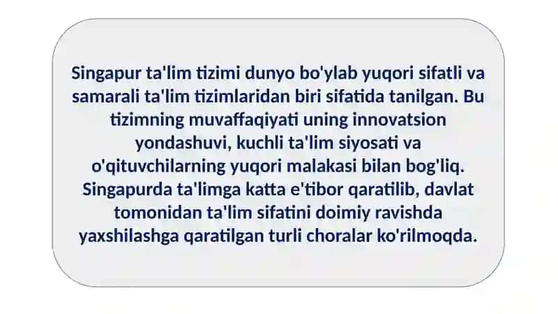 Singapur Ta'lim Tizimi 3