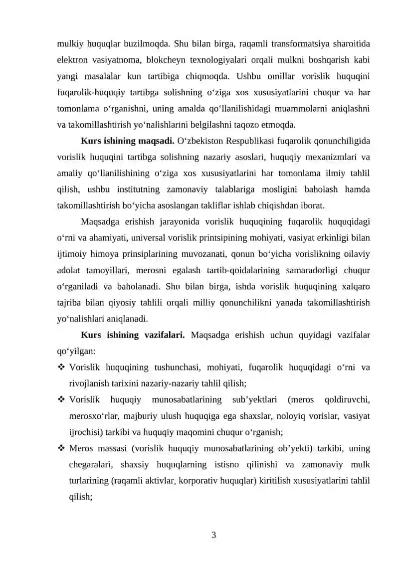 Vasiyat bo‘yicha vorislikni fuqarolik-huquqiy tartibga solishning o'ziga xos xususiyatları 3