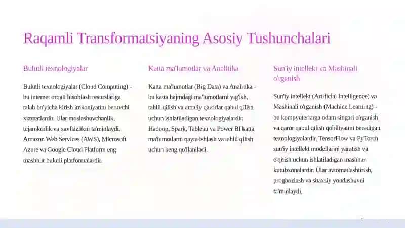 Raqamli Transformatsiyaga 3