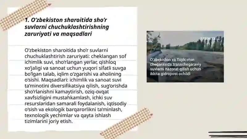 O’zbekiston sharoitda sho’r suvlarni chuchuklashtirish g’oyasini yaratish 3