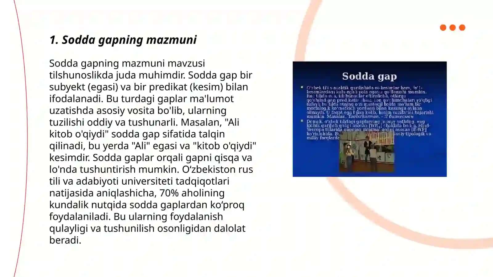 Sodda gapning tarifi va tasnifi 3