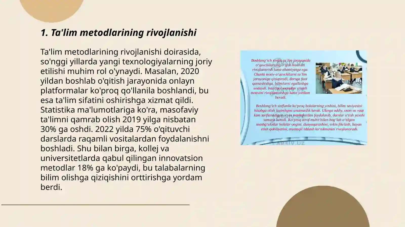 Ta'lim metodlari va vositalari. Ta'limni tashhis etish 3