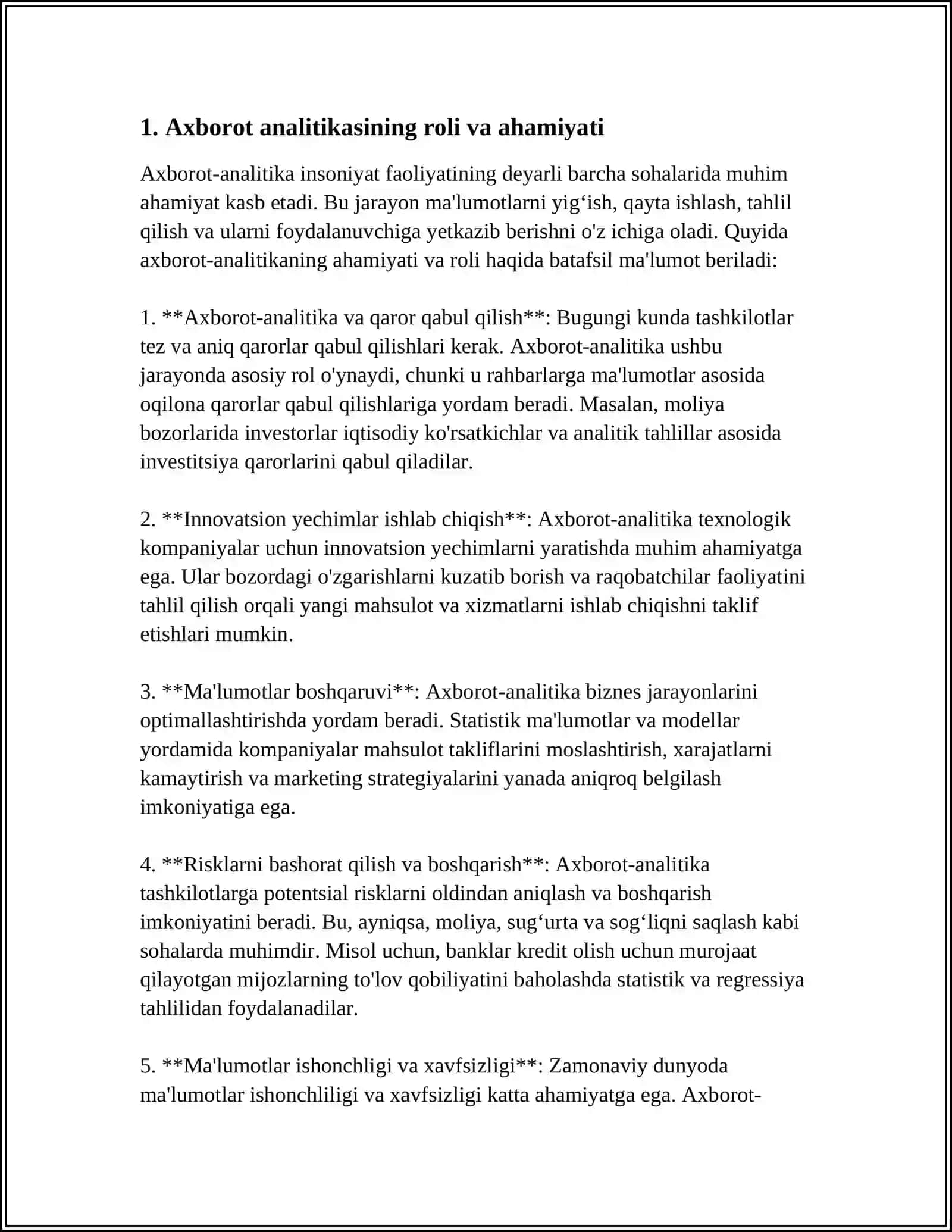 AXBOROT ANALITIKA VA QARORLARNI QABUL QILISHNI QO’LLAB QUVVATLOVCHI TIZIMLAR 3