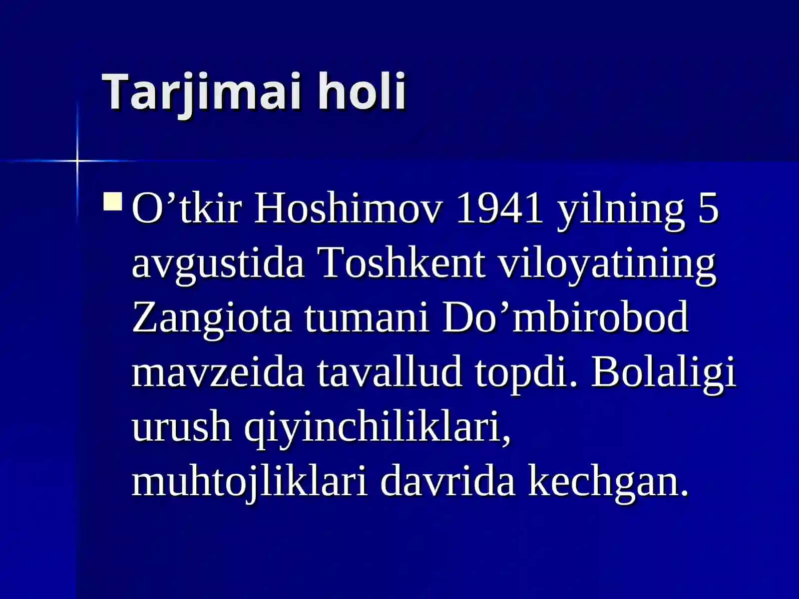O`.Hoshimov hayoti va ijodi 3