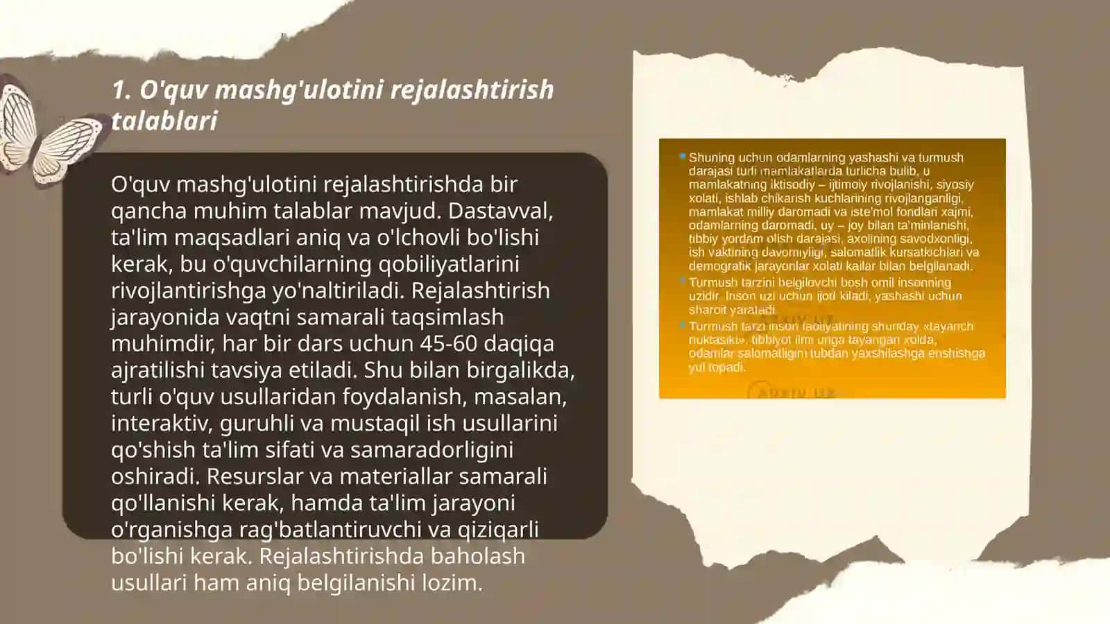 O'quv mashg'ulotining texnologik xaritasi ishlab chiqishga bo'lgan talab va qoidalar 3