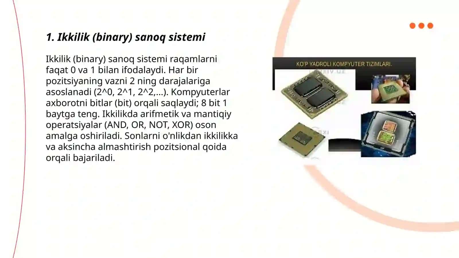 Komp'yuterlarda qo'llaniladigan sanoq sistemalari 3