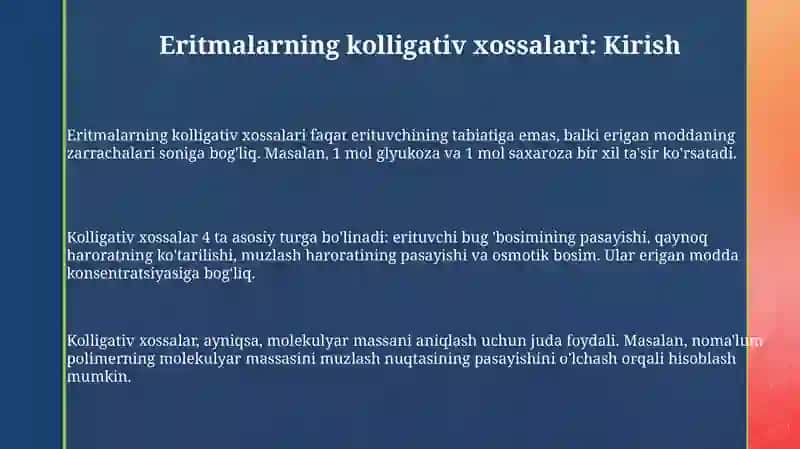 Eritmalarning kolligativ xossalari 3