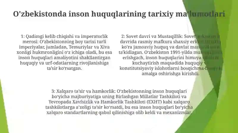 Oʻzbekistonda Inson Huquqlari Va Erkinliklari Kafolatini Yaratilishi 3