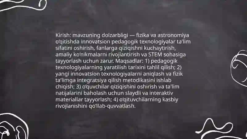 Fizika va astronomiya o‘qitishda innovatsion texnologiyalarni qo’llash istiqbollari 3