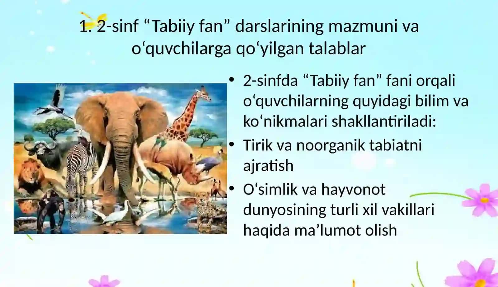 2-sinf “Tabiiy fan” darslarining tahlil qilish va taqriz yozish 3