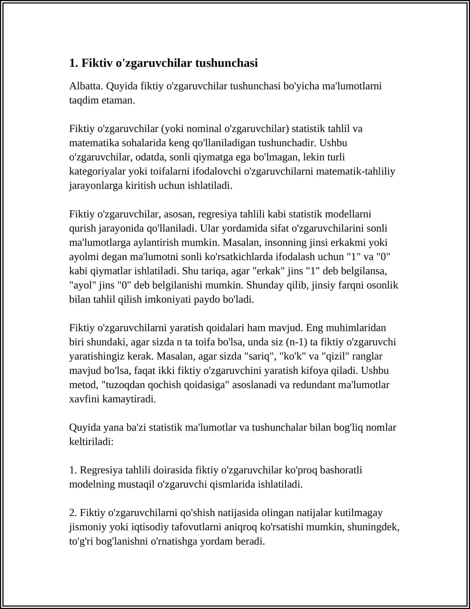 Fiktiv o'zgaruvchilar tushunchasi 3