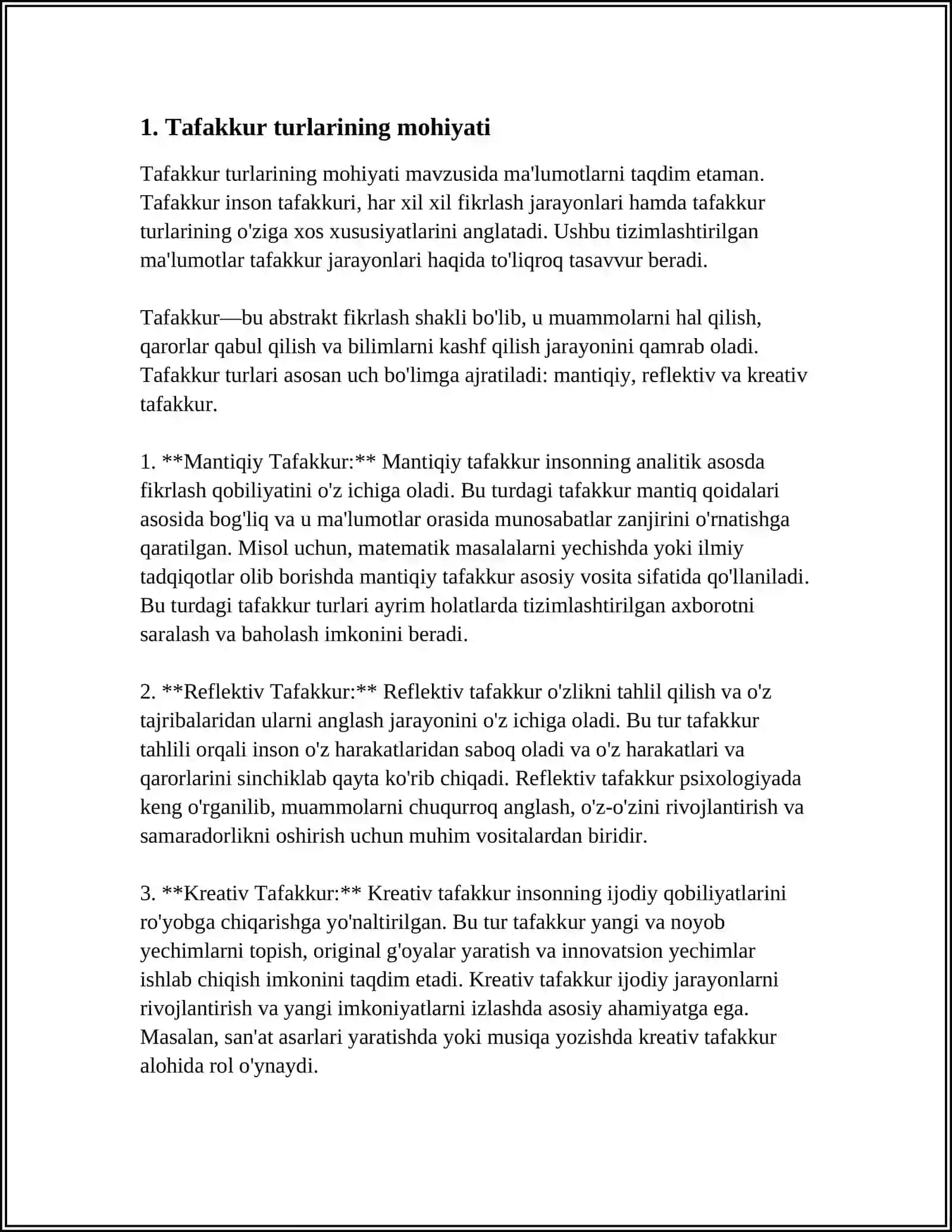 TAFAKKUR TURLARI VA MASALA TIPLARI 3