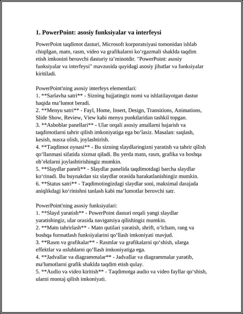 PowerPoint: asosiy funksiyalar va interfeysi 3