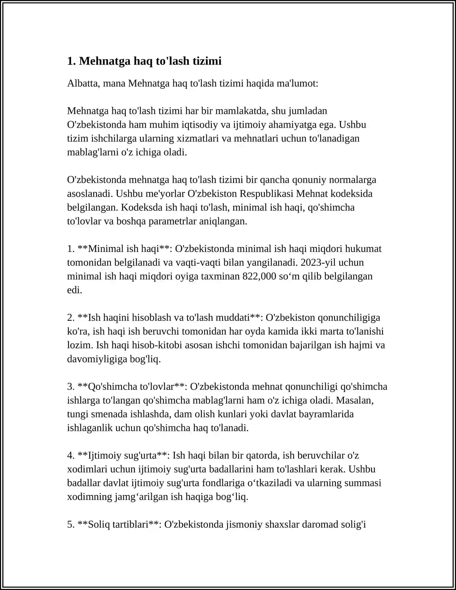 MUSTAQIL ISH Mavzu: MEHNATGA HAQ TULASHNI TARTIBGA SOLISH 3
